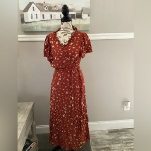 Madewell Rust Floral Maxi Dress